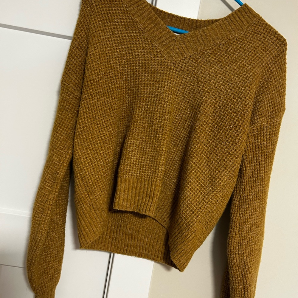 Cozy Mustard Crop Sweater